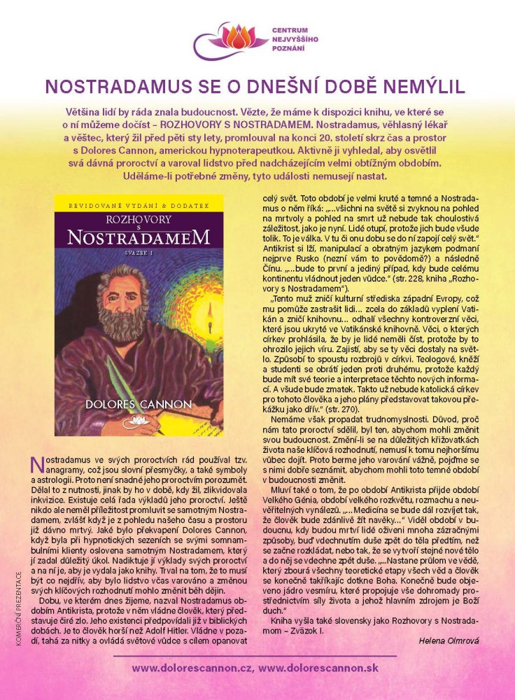 NOSTRADAMUS SE NEMÝLIL, časopis REGENERACE 11/23